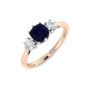 Diamond Gasakhiesk Blue Sapphire Ring in 10K/14K gold and platinum with certified lab-grown or natural diamonds