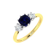 Diamond Gasakhiesk Blue Sapphire Ring in 10K/14K gold and platinum with certified lab-grown or natural diamonds