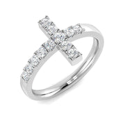 Sparkling Cross Diamond Ring in 10K/14K gold and platinum with certified lab-grown or natural diamonds