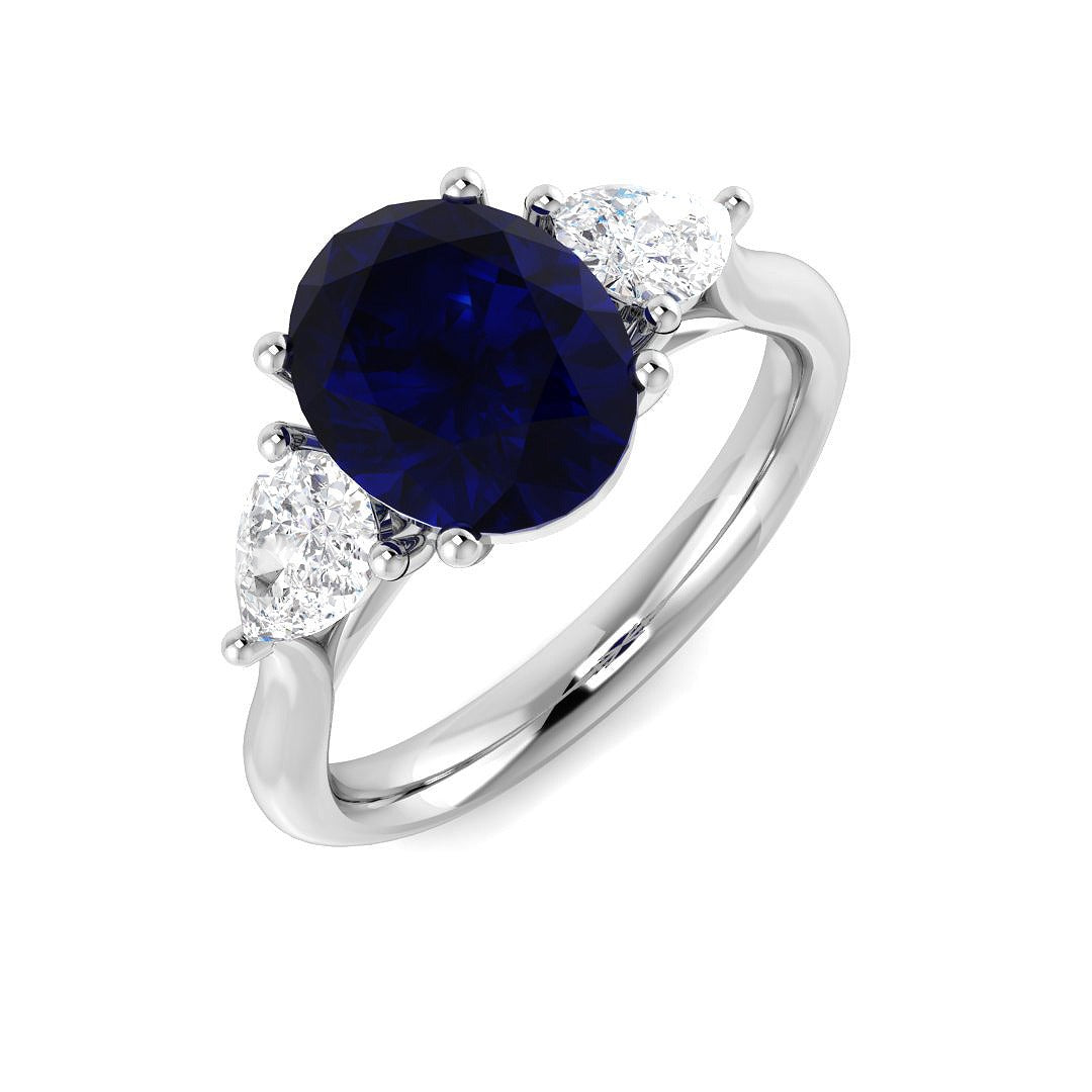 Diamond Winchekter Blue Sapphire Ring in 10K/14K gold and platinum with certified lab-grown or natural diamonds