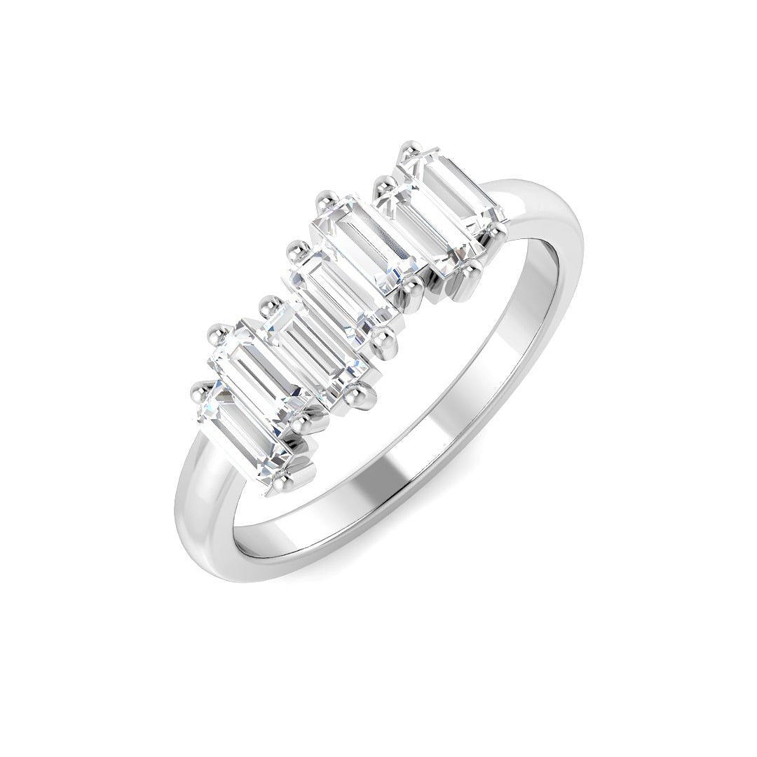 0.75Ct Baguette 7 Stone Diamond Ring in 10K/14K gold and platinum with certified lab-grown or natural diamonds
