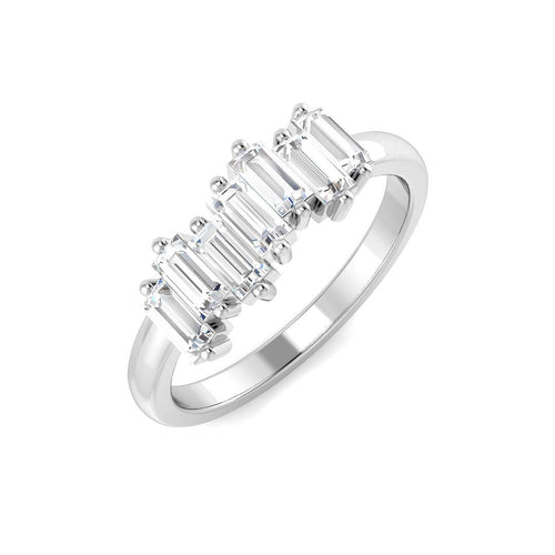 0.75Ct Baguette 7 Stone Diamond Ring in 10K/14K gold and platinum with certified lab-grown or natural diamonds