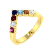 Wishbone Gemstone Ring with Diamond in 10K/14K gold and platinum with certified lab-grown or natural diamonds