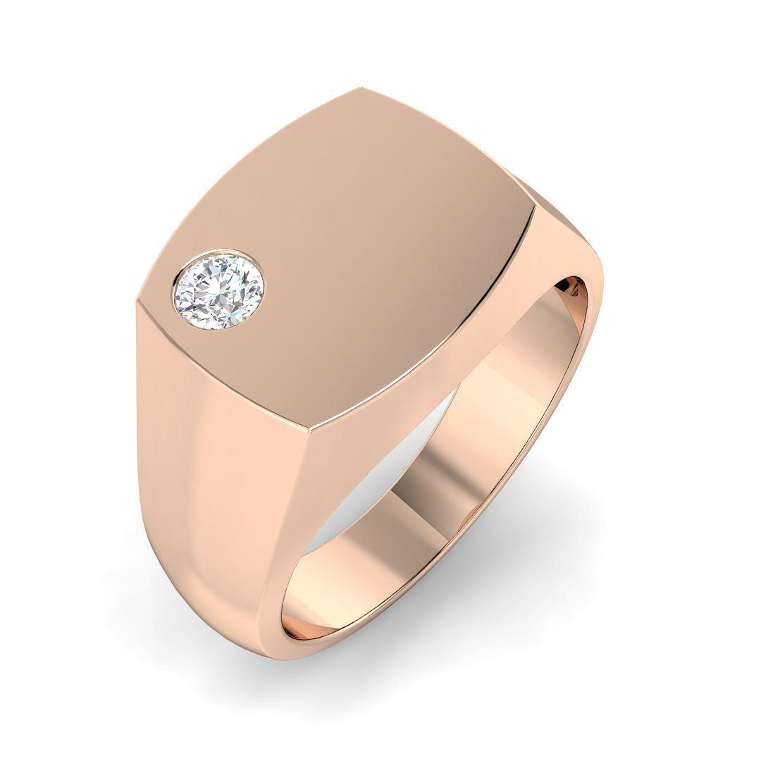 Luxury Diamond Signet Ring in 10K/14K gold and platinum with certified lab-grown or natural diamonds