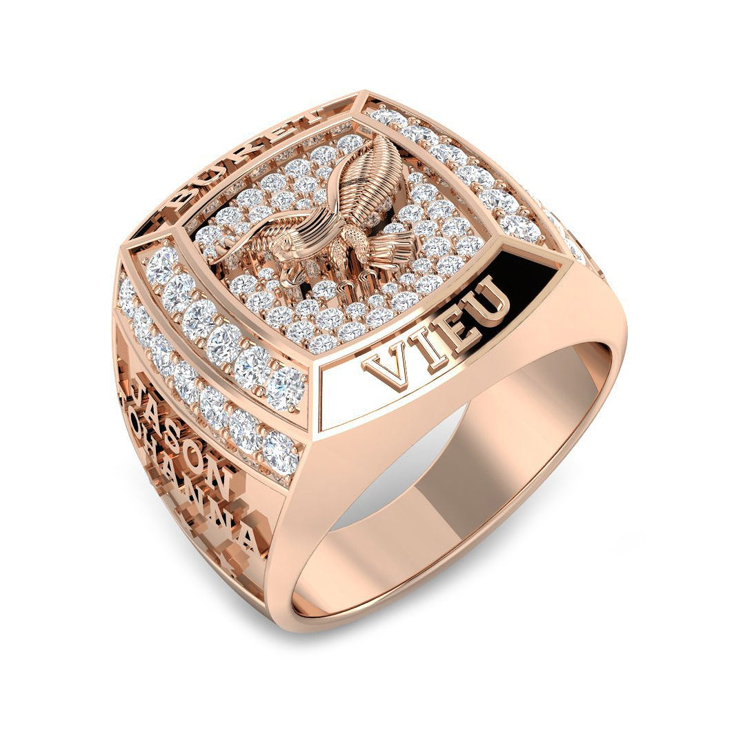 Luxury Eagle Crest Diamond Fancy Ring in 10K/14K gold and platinum with certified lab-grown or natural diamonds