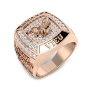 Luxury Eagle Crest Diamond Fancy Ring in 10K/14K gold and platinum with certified lab-grown or natural diamonds