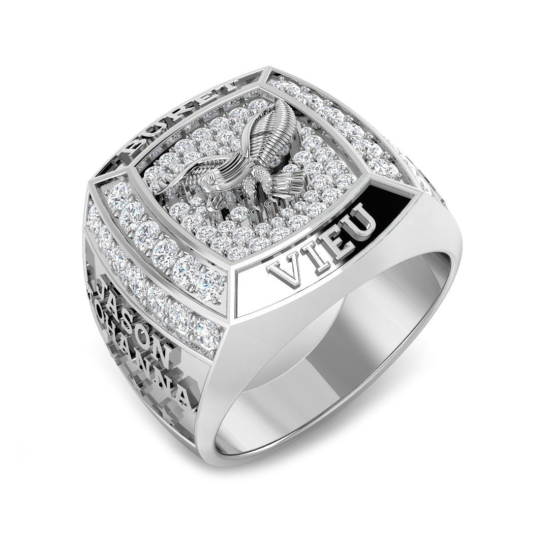 Luxury Eagle Crest Diamond Fancy Ring in 10K/14K gold and platinum with certified lab-grown or natural diamonds