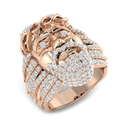 Luxury Lion Head Diamond Fancy Ring in 10K/14K gold and platinum with certified lab-grown or natural diamonds