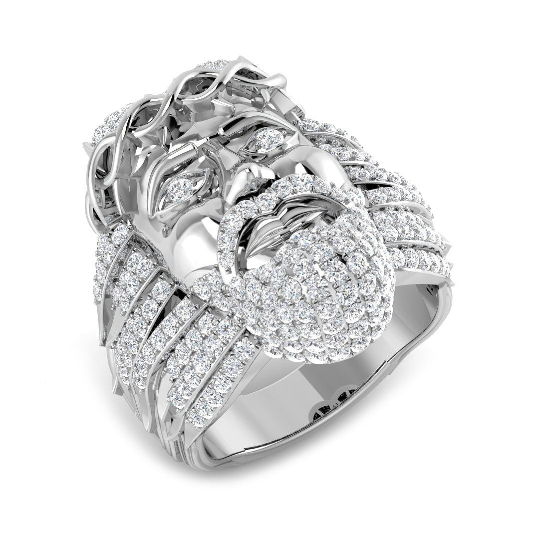 Luxury Lion Head Diamond Fancy Ring in 10K/14K gold and platinum with certified lab-grown or natural diamonds