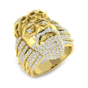 Luxury Lion Head Diamond Fancy Ring in 10K/14K gold and platinum with certified lab-grown or natural diamonds
