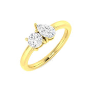 Round & Pear Diamond Two-Stone Ring in 10K/14K gold and platinum with certified lab-grown or natural diamonds