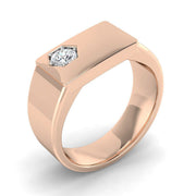 Bold Diamond Signet Ring in 10K/14K gold and platinum with certified lab-grown or natural diamonds