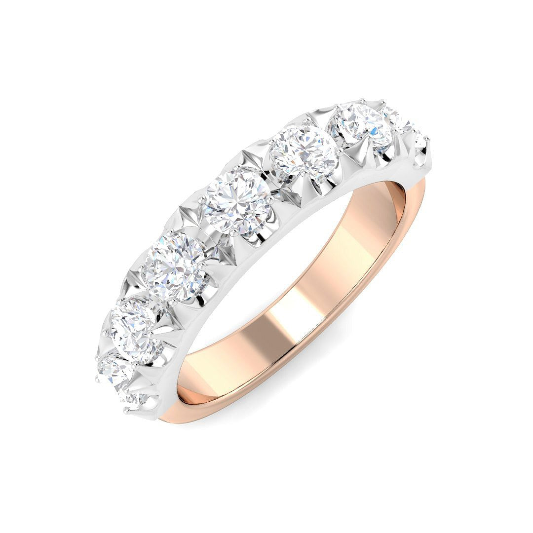 Diamond Half Eternity Ring in 10K/14K gold and platinum with certified lab-grown or natural diamonds