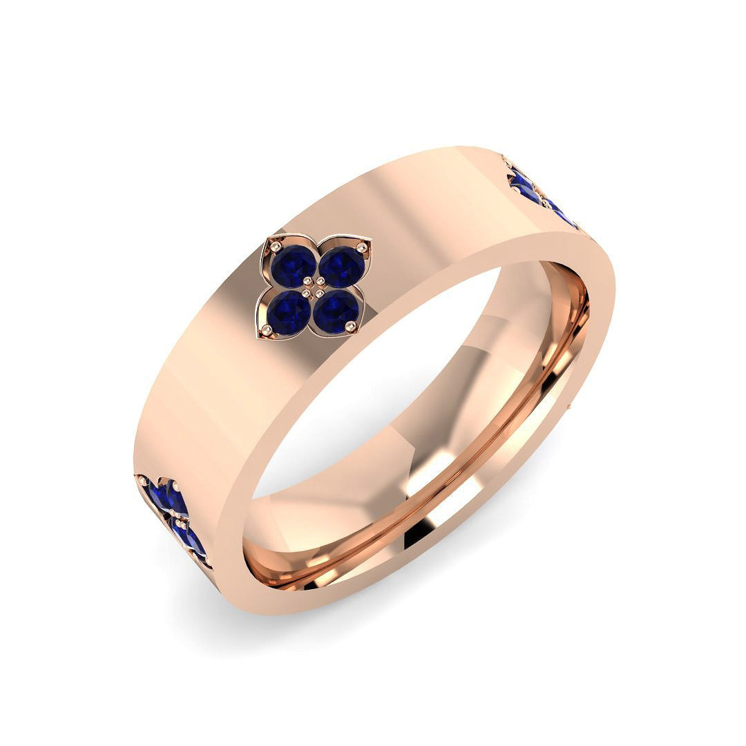 Blue Sapphire Diamond Fancy Ring in 10K/14K gold and platinum with certified lab-grown or natural diamonds