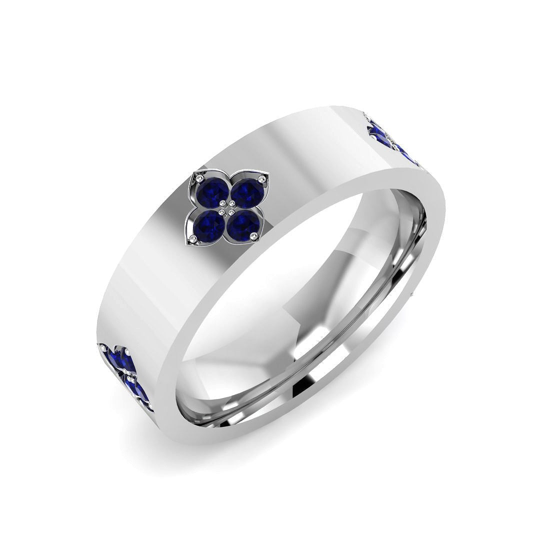 Blue Sapphire Diamond Fancy Ring in 10K/14K gold and platinum with certified lab-grown or natural diamonds