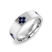 Blue Sapphire Diamond Fancy Ring in 10K/14K gold and platinum with certified lab-grown or natural diamonds