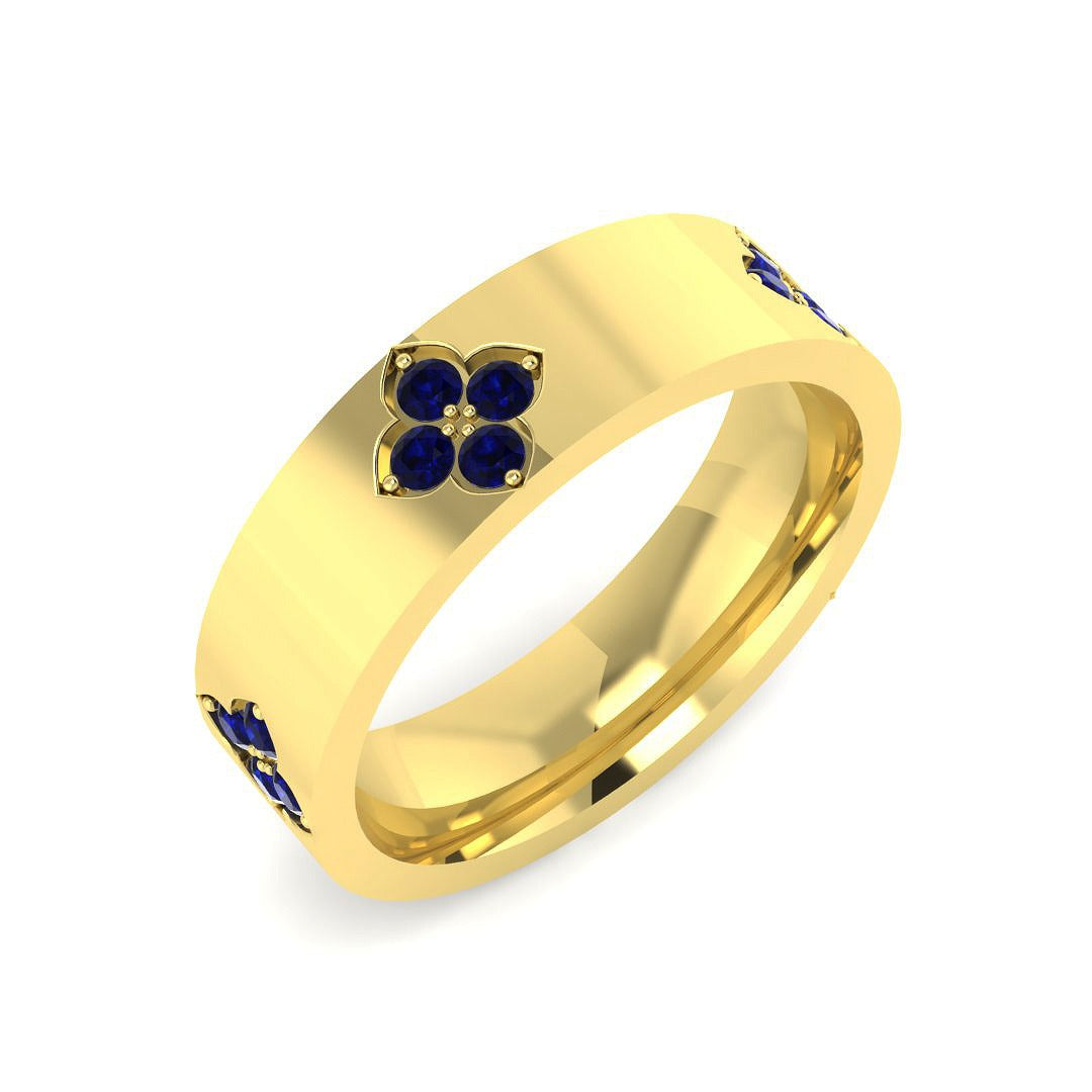 Blue Sapphire Diamond Fancy Ring in 10K/14K gold and platinum with certified lab-grown or natural diamonds