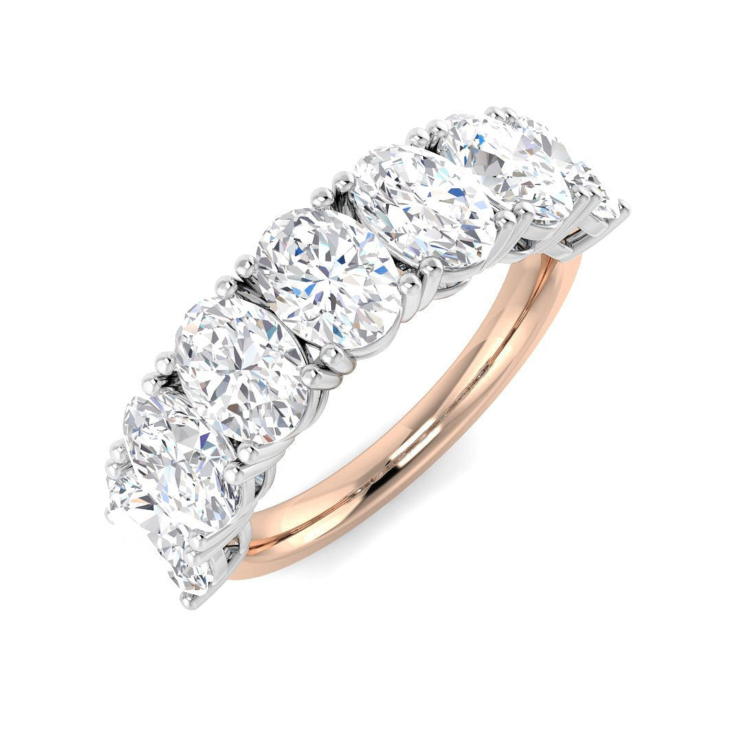 3.50Ct Oval 7 Stone Diamond Ring in 10K/14K gold and platinum with certified lab-grown or natural diamonds