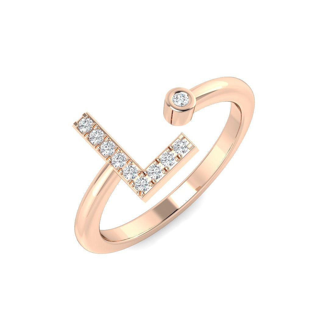 Lab-Grown Diamond Initial L Ring in 10K/14K gold and platinum with certified lab-grown or natural diamonds