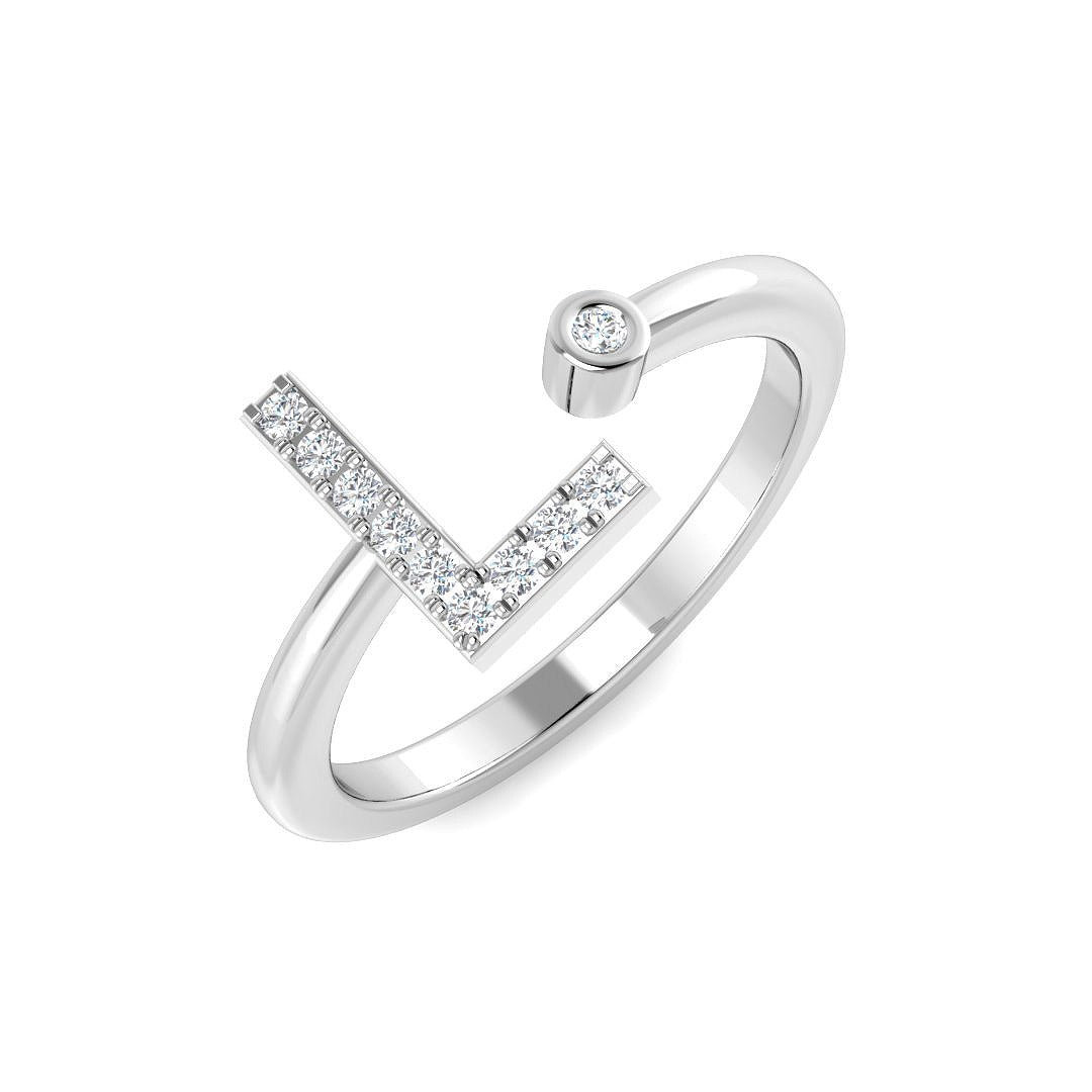 Lab-Grown Diamond Initial L Ring in 10K/14K gold and platinum with certified lab-grown or natural diamonds