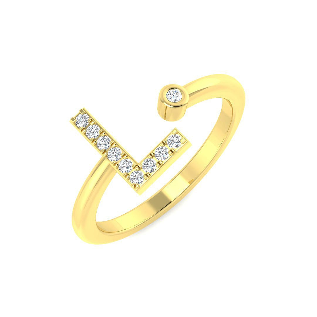Lab-Grown Diamond Initial L Ring in 10K/14K gold and platinum with certified lab-grown or natural diamonds