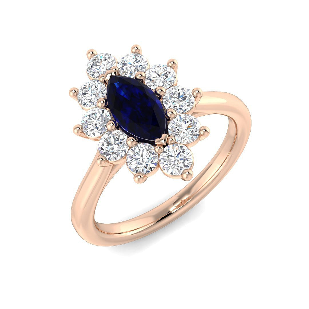 Diamond Jermyb Blue Sapphire Ring in 10K/14K gold and platinum with certified lab-grown or natural diamonds