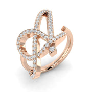 Initial “A” Diamond Ring in 10K/14K gold and platinum with certified lab-grown or natural diamonds
