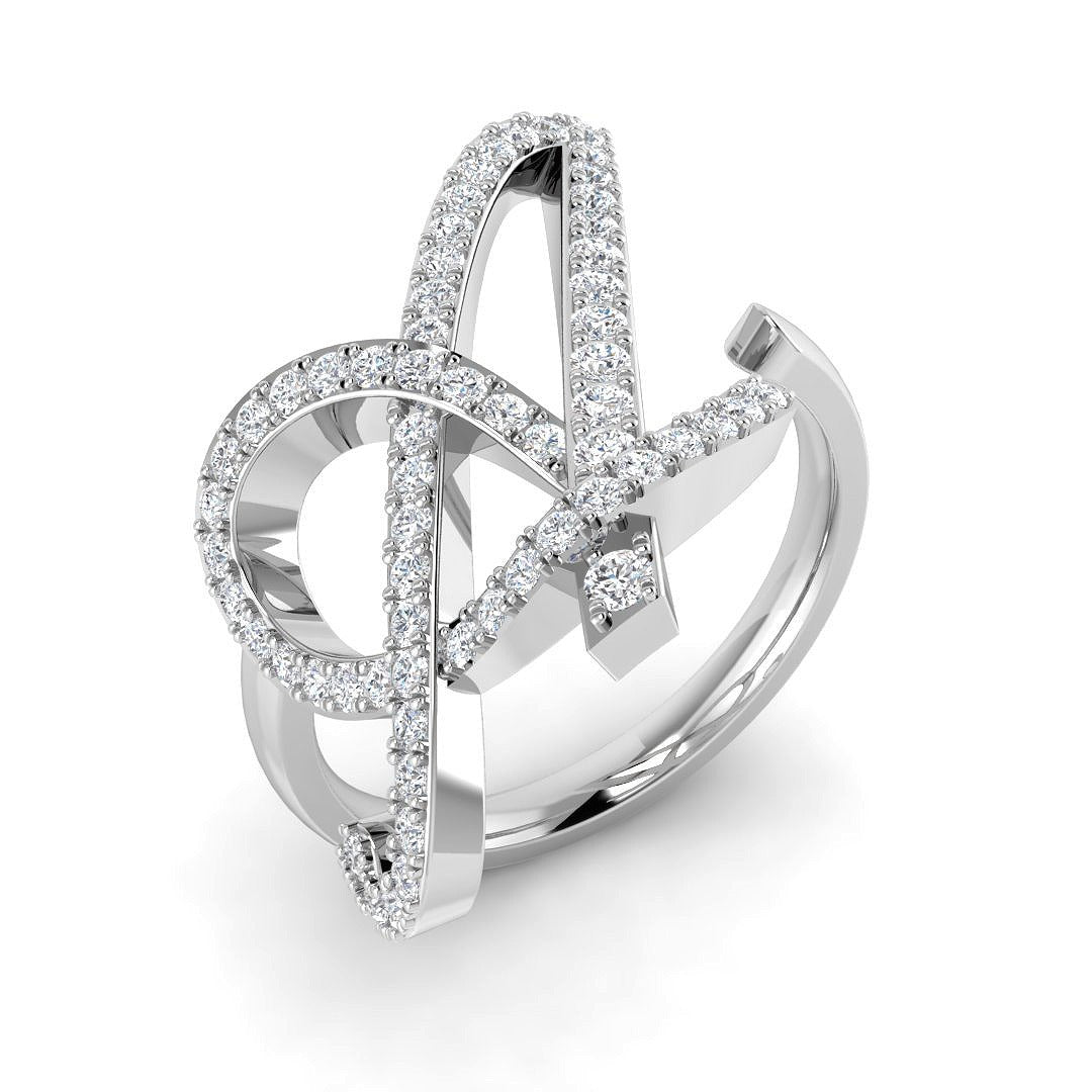 Initial “A” Diamond Ring in 10K/14K gold and platinum with certified lab-grown or natural diamonds