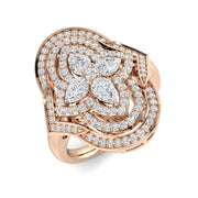 Floral Designer Diamond Statement Ring 1ct in 10K/14K gold and platinum with certified lab-grown or natural diamonds