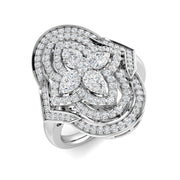 Floral Designer Diamond Statement Ring 1ct in 10K/14K gold and platinum with certified lab-grown or natural diamonds