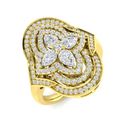 Floral Designer Diamond Statement Ring 1ct in 10K/14K gold and platinum with certified lab-grown or natural diamonds