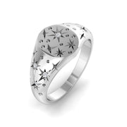 Luxury Diamond Star Signet Ring in 10K/14K gold and platinum with certified lab-grown or natural diamonds