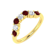 Ruby Wishbone Ring with Diamond Wedding Band in 10K/14K gold and platinum with certified lab-grown or natural diamonds