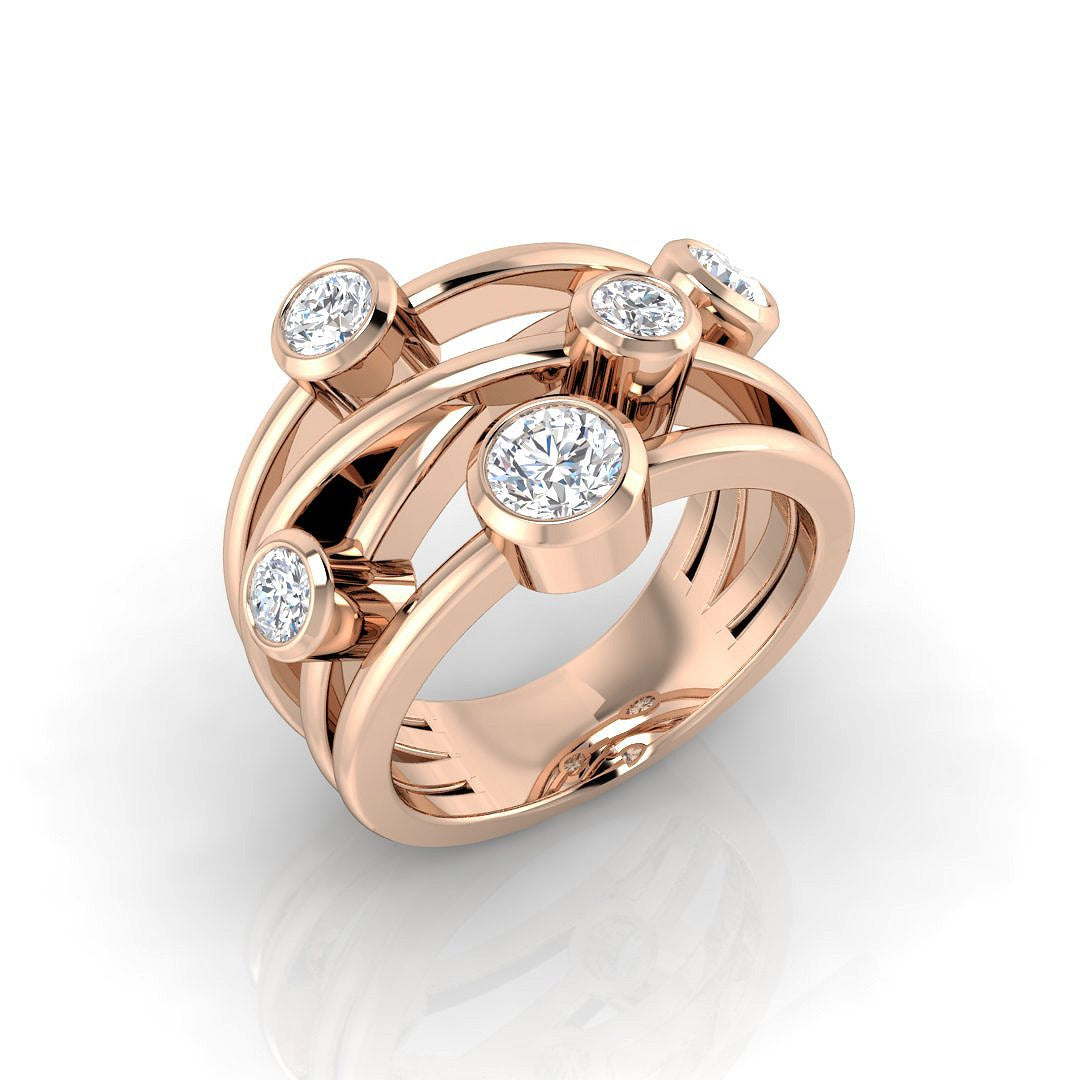 Luxury Diamond Bubble Ring 1.00ct in 10K/14K gold and platinum with certified lab-grown or natural diamonds