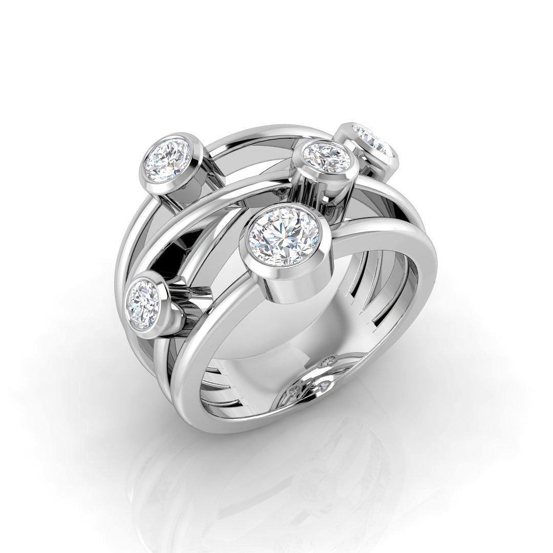Luxury Diamond Bubble Ring 1.00ct in 10K/14K gold and platinum with certified lab-grown or natural diamonds