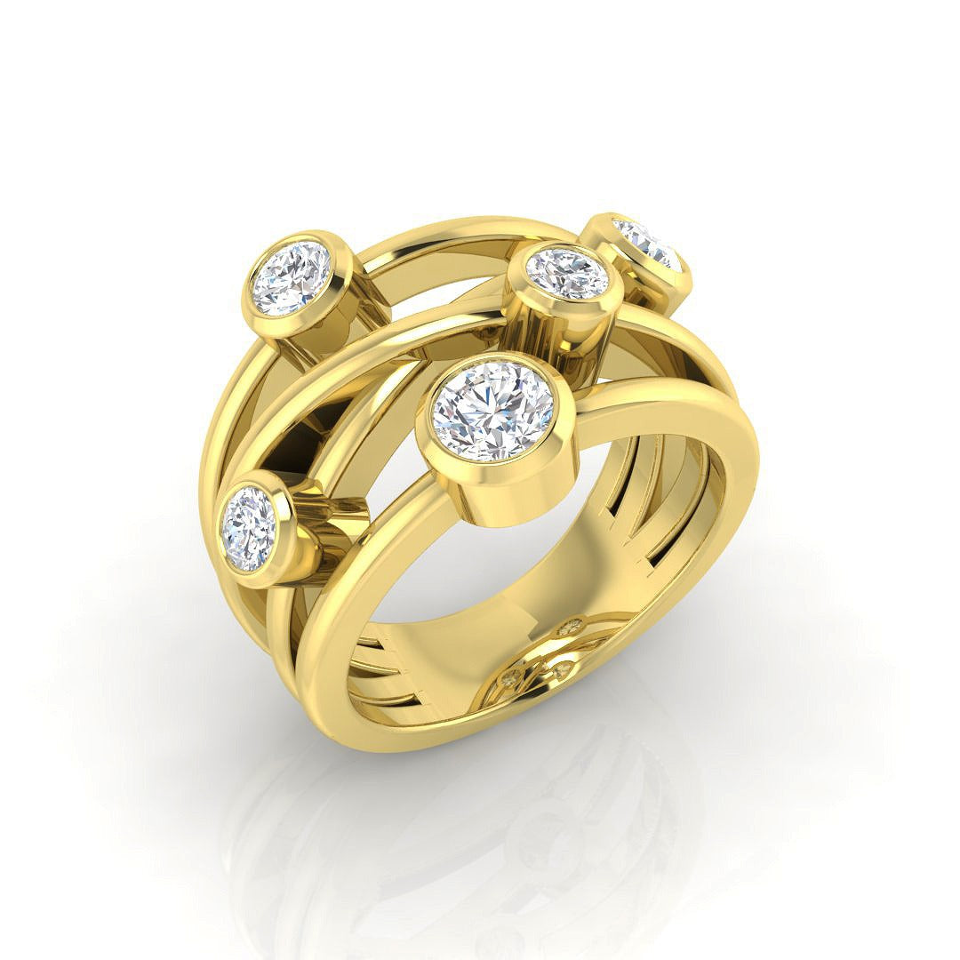 Luxury Diamond Bubble Ring 1.00ct in 10K/14K gold and platinum with certified lab-grown or natural diamonds