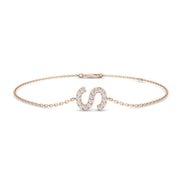 Round Cut Pave Lab Grown Diamond Alphabet S Bracelet with Chain Solid in 10K/14K gold and platinum with certified lab-grown or natural diamonds