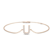 Alphabet U Bracelet with Pave Set Round Natural Diamonds and Lobster Claw in 10K/14K gold and platinum with certified lab-grown or natural diamonds