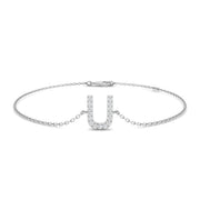 Alphabet U Bracelet with Pave Set Round Natural Diamonds and Lobster Claw in 10K/14K gold and platinum with certified lab-grown or natural diamonds