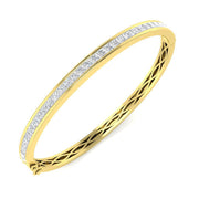 Natural Princess Cut Half Eternity Channel Set Hinged Diamond Bangle with Box Clasp in 10K/14K gold and platinum with certified lab-grown or natural diamonds