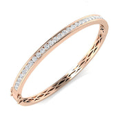 Natural Round Channel Set Diamond Bangle with Hinged Box Clasp in 10K/14K gold and platinum with certified lab-grown or natural diamonds