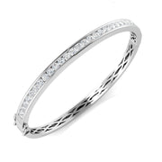 Natural Diamond Channel Set Half Eternity Bangle with Hinged Lock in 10K/14K gold and platinum with certified lab-grown or natural diamonds