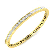Natural Diamond Channel Set Half Eternity Bangle with Hinged Lock in 10K/14K gold and platinum with certified lab-grown or natural diamonds