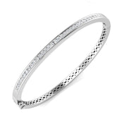 Natural Diamond Channel Set Half Eternity Bangle with Hinged Lock in 10K/14K gold and platinum with certified lab-grown or natural diamonds