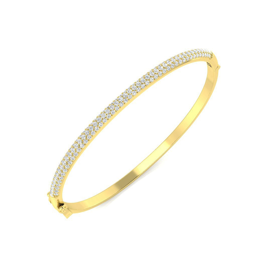 Lab Grown Diamond Slim Pave Set Bangle Luxury Diamond Bangle With Lock in 10K/14K gold and platinum with certified lab-grown or natural diamonds