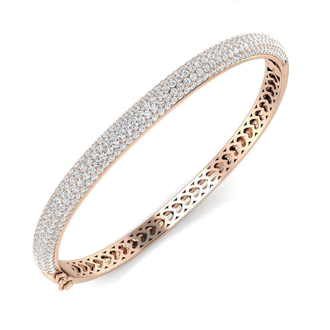 Lab Grown Diamond Multi Row Pave Bangle Luxury Wide Diamond Bangle in 10K/14K gold and platinum with certified lab-grown or natural diamonds