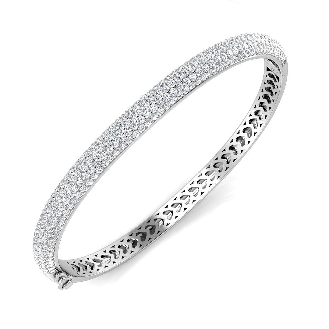 Lab Grown Diamond Multi Row Pave Bangle Luxury Wide Diamond Bangle in 10K/14K gold and platinum with certified lab-grown or natural diamonds