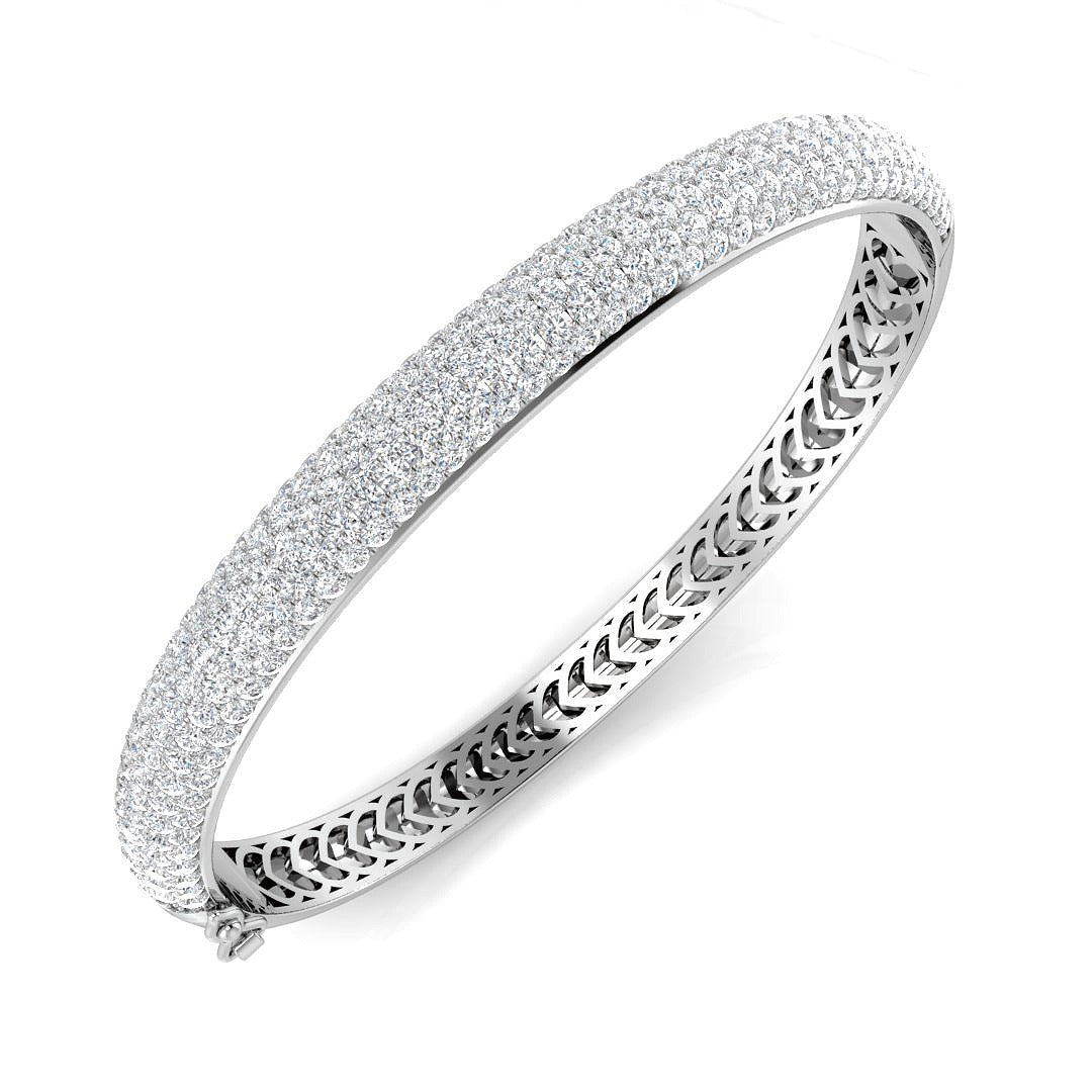 Lab Grown Diamond Multi Row Pave Bangle Luxury Wide Diamond Bangle in 10K/14K gold and platinum with certified lab-grown or natural diamonds