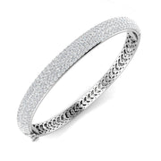 Lab Grown Diamond Multi Row Pave Bangle Luxury Wide Diamond Bangle in 10K/14K gold and platinum with certified lab-grown or natural diamonds