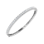 Natural Round Cut Diamond Prong Set Half Eternity Bangle with Hinged Lock in 10K/14K gold and platinum with certified lab-grown or natural diamonds